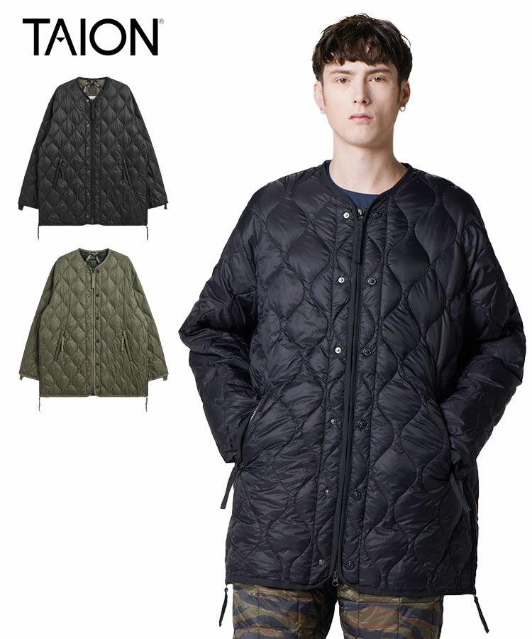 ミリタリー ダウンケープ / コヨーテ×ベージュ [TAION-CPML-1]