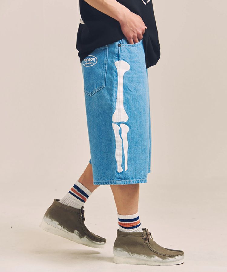 SKELTON BONES DENIM SHORTS / インディゴ [RZV-2506]