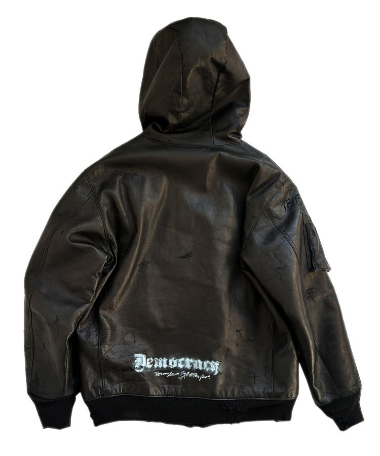 DAMAGE LEATHER PARKA / ブラック [2526AW-J-007]