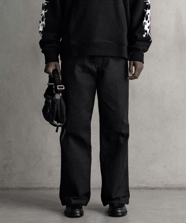 FAUX LEATHER CAPENTER PANT / ブラック [SLA-M4020PT]