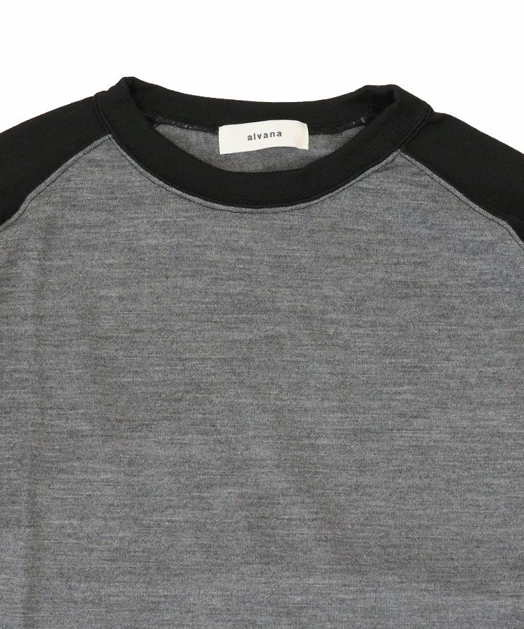 WOOL L/S SWEAT TEE SHIRTS / グレー×ブラック [ALV-00135]