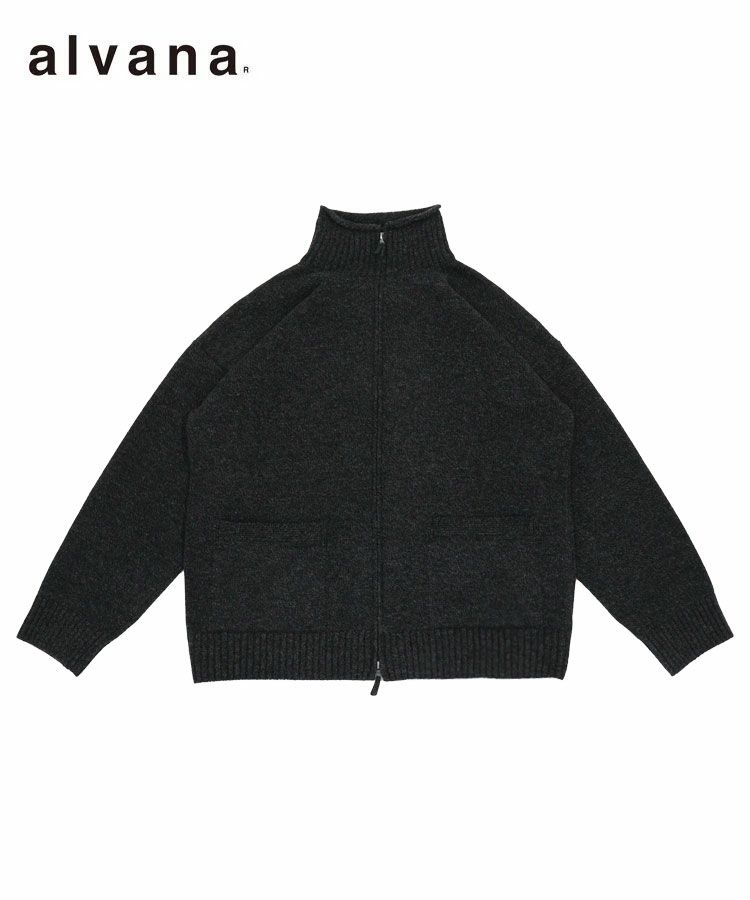 スタイライズ（STYLISE）/5G LAMS WOOL ZIP UP KNIT / キャメル [ALV−90151] 5G LAMS WOOL ZIP UP KNIT / インクブラック [ALV-90151]