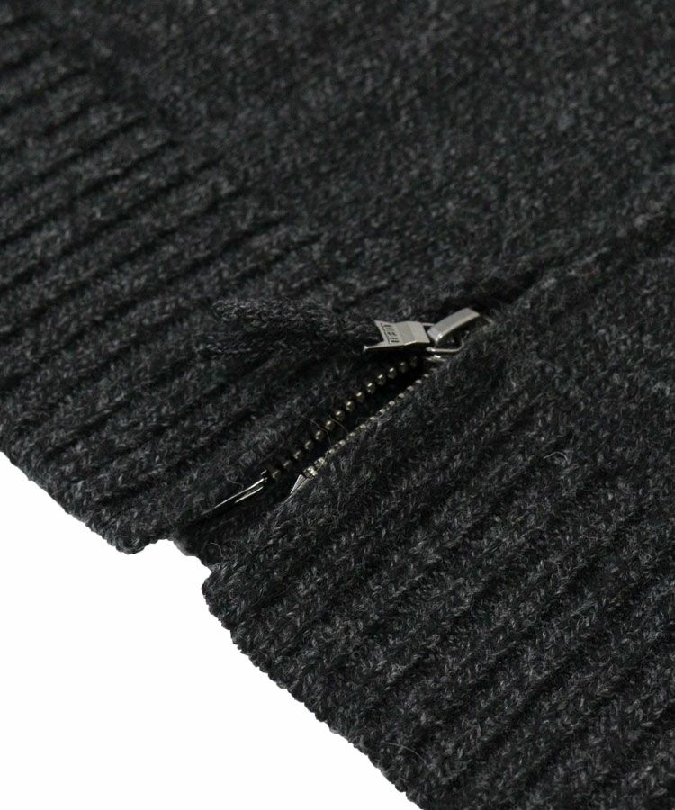 5G LAMS WOOL ZIP UP KNIT / インクブラック [ALV-90151]