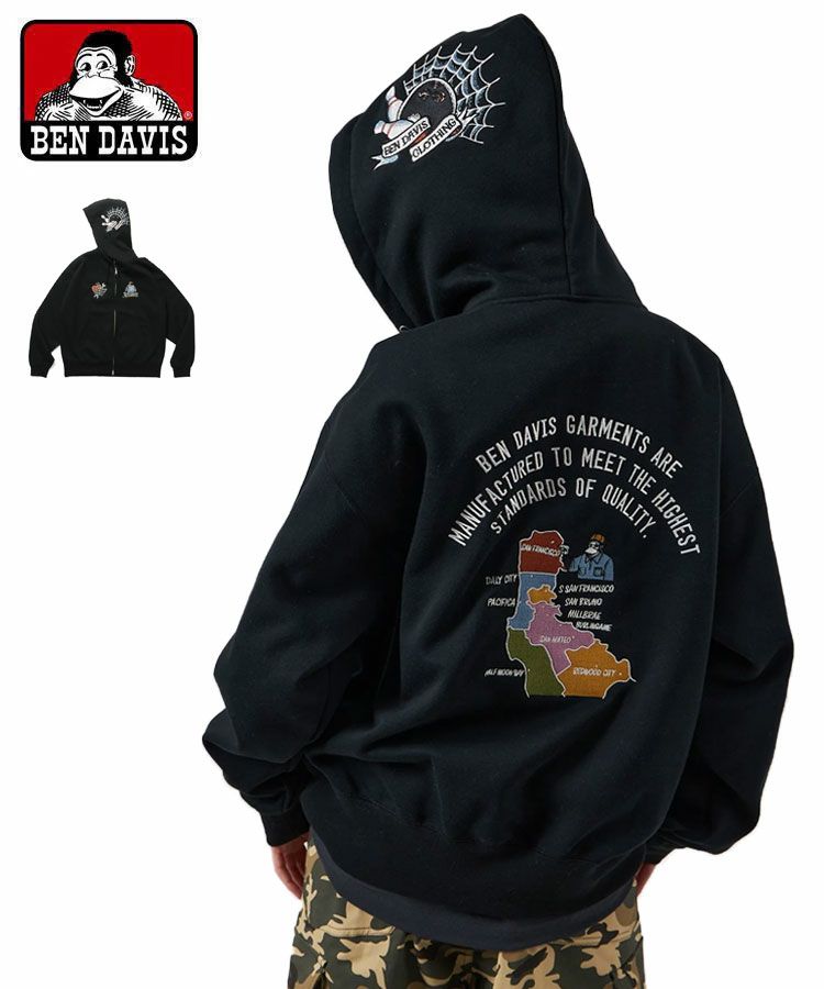 【NEW】ベンデイビス（BEN DAVIS）/SOUVENIR ZIP HOODIE / ブラック [25780053] SOUVENIR ZIP HOODIE / ブラック [25780053]