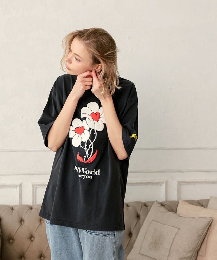 BEARDSLEY フラワーTee ブラック 新品 flower TEE / ブラック [MTTB-T-006]